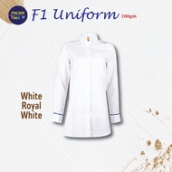 CORPORATE UNIFORM(MUSLIMAH) F14700 WHITE 65% POLYESTER/35% VISCOSE COLLAR LONG SLEEVE F1SHIRT FEMALE