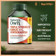 [Ready SG Stock] Nature's Own Triple Strength Garlic + C, Horseradish - Contains Vitamin C - 60/100/