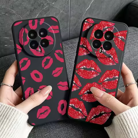 Black Red Lips Pattern For Huawei Mate Pura 80 70 Nova 14 13 Pro Ultra Honor X60i X70i X60 X50 X9d X