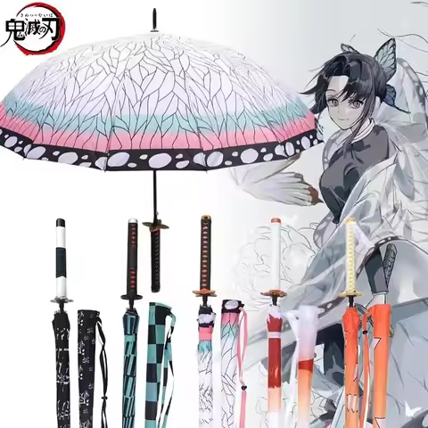 Demon Slayer Katana Umbrella Sword UV Blocking Black Anime Shinobu Ninja Knife Samurai Sabre Real Si