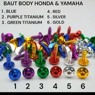 Baut Body Probolt Motor Honda Yamaha Pro Bolt Baut Cacing CNC model titanium Gold blue purple green 