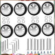 8pcs Luggage Wheels Replacement Kit,Dia 2in/50mm Thick 0.47in/12mm Resistant Rubber Mute Caster Repl