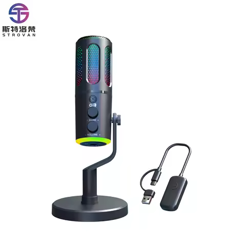 Wireless Microphone USB Mic for iPhone PC iPad Android Phone-Cordless Condenser Desktop Microphones