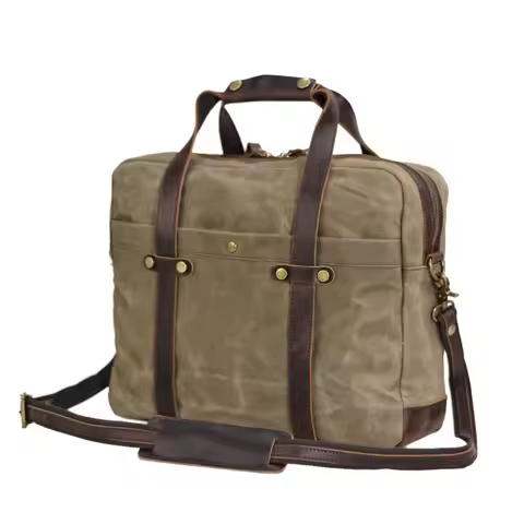 New Business man's bag Retro single-shoulder bag 15.6-inch laptop carrying bag waterproof canvas bri