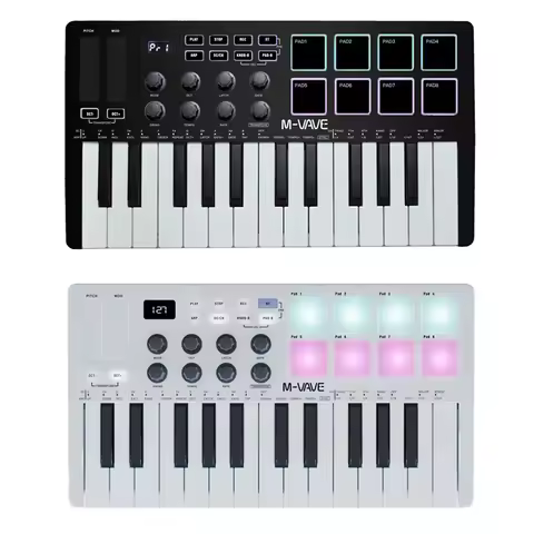 M-VAVE 25-Key MIDI Control Keyboard SMK-25 Mini USB Keyboard MIDI Mini Portable USB Keyboard MIDI Co