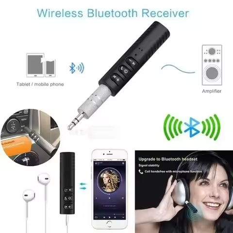 Wireless Bluetooth Audio Receiver 3.5mm 2.4GHz Frequency Stereo Audio Music Adapter for Speaker Micr