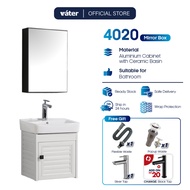 [VATER] 4020 Aluminium Bathroom Cabinet Basin Set Ceramic Sink With Mirror Box Shelf Set White Cabin