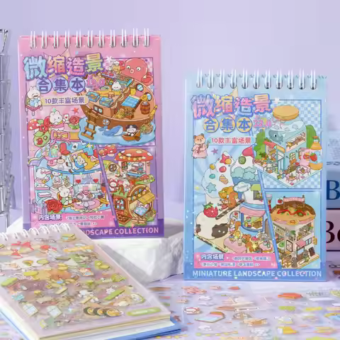 Mr.Paper 28pcs Fairy Tale Cottage Sticker Book, 2.5D Miniature Diorama, 3D Cartoon Scene Journal Dec