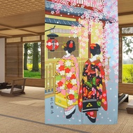 Kyoto Geisha Girls Cherry Blossom Noren for Sushi Shop Izakaya Decor Kitchen Curtains Japanese Style Door Curtain