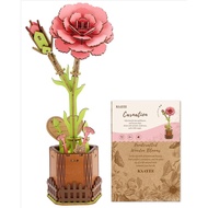 3D Flower Wooden Puzzles for Adults-Carnation, DIY Wooden Flowers Model Kit Building Set Crafts to B