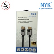 NYK DISPLAYPORT CABLE 8K DP to DP 3 m 3 Meter Gold Plated/