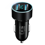 Car Charger Accessories Dual USB Car Charger 2 Port LCD Display 12-24V