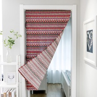 [Lauder Lighting] Room Door Curtain Red Bohemian Geometric Door Curtain Hanging Curtain Partition Curtain Fabric Feng Shui Curtain Bathroom Half Curtain Without