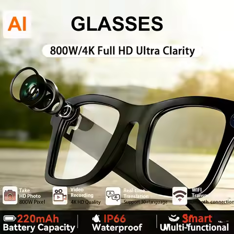Waterproof Glasses 800W pixel Shooting Photo Video Voice AI Glasses HD 4K HD Camera Call Smart AI Tr