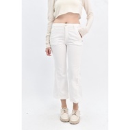 ((M) iblues White Cotton Plain Denim Trousers Second-Hand Clothes