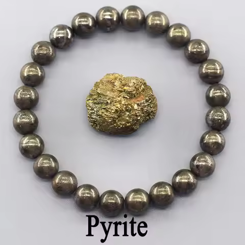 Original Pyrite Beaded Bracelet Men Women Natural Hematite Stone Pyrite Ore Strand Energy Bangle Sli