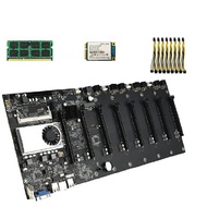 WLLW BTC Mining Machine Mainboard BTC-T37 CPU Set Durable 8 Graphics Card Slots+64GB mSTATA SSD+DDR3 4GB 1600MHZ RAM Memory+8x Power Cable Integrated VGA Interface Compatible PCI-Express X16 Crypto Etherum