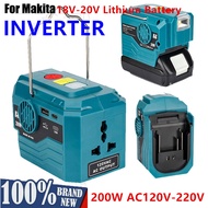 200W Power Inverter for Makita 18V-20V Battery To AC 120V/220V,Portable Power Supply Inverter with LED Work Light,USB Type-C Output