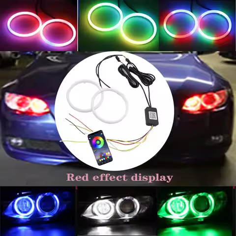 2pcs RGB Angel Eye LED Lights, Headlight Built-in Kit Light with APP Control Multiple Light Colors S