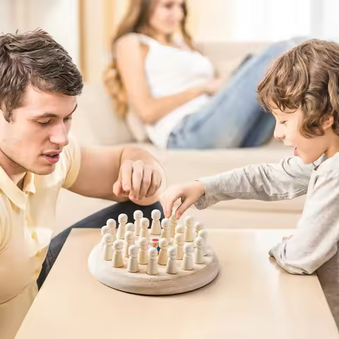 AIUAZA 1 set of wooden memory chess games, logic games, and brain teaser games, parent-child interac
