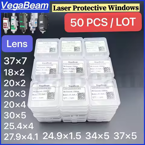 50 PCS VegaBeam Laser Protective Windows lens 18x2 22.35x4 27.9x4.1 30x5 34x5 37x7 1064nm Quartz Fus