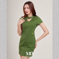 Missmoda รุ่น MC-241TD042  ชุดเดรสเข้ารูปดีไซน์สายไขว้คอ มี 2 สี สีน้ำเงินและสีเขียว