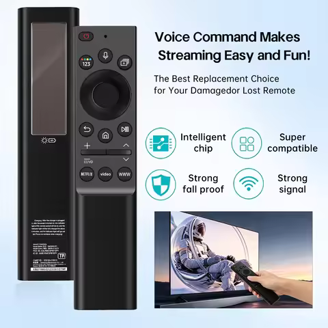 Solar Charging BN59-01357L Remote, Fit Samsung The Frame Neo QLED 4K/8K Smart TV, Black Rechargeable
