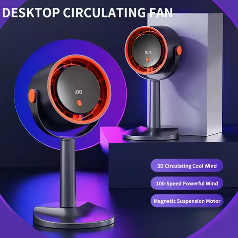 Bladeless Electric Fan Portable Outdoor Camping Fan with Timer Function Office Dormitory Desktop Fan