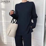 ZANZEA | Zanzea ชุดวอร์มแฟชั่นสำหรับผู้หญิง ชุดกางเกงขาม้าเสื้อแขนยาว2ชิ้นทรงหลวมชุดเสื้อผ้าแบบลำลอง