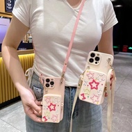 Casing For OPPO A79 A38 A18 A94 A93 Reno 4 5 4F 5F 6 6Z 7 7Z 8Z 8 8T 9 10 Fashion Star Wallet Bag Soft TPU Phone Case With Lanyard