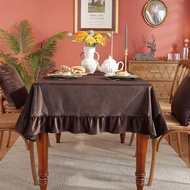 ผ้าปูโต๊ะกาแฟแบบดัทช์สีพื้นแนวย้อนยุคผ้าปูโต๊ะสำหรับโต๊ะกาแฟมีระบาย