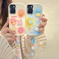 Phone Case For Oppo Reno6 Luxury Cute 3D Cartoon Puppy Patrick Bobs Cinna Bear With Bracelet Soft Si