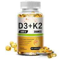 วิตามิน D3 +K2 5000IU วิตามิน D3K2 อาหารเสริม เพื่อสนับสนุนระบบภูมิคุ้มกัน และสุขภาพข้อต่อ 120 แคปซู