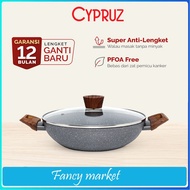 Pan Gray Marble Cauldron/WOK PAN Marble Series+LID - 24cm - 30cm