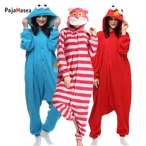 XXL Cheshire Cat Red Onesie Cartoon Onsie COOKIE MONSTER Women Christmas Family Party Costume Romper