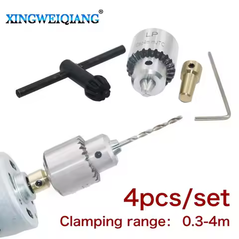 Micro Motor Drill Chucks Clamping 0.3-4mm Jt0 Taper Mounted Drill Chuck With Chuck Key 3.17mm Brass 