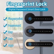 TUYA door knob fingerprint Smart Door Lock Electronic Digital Password Handle Lock keys 4-1 Unlock