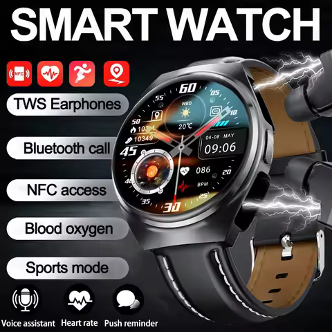 2024 New Smart Watch Headset Two In One Wireless Bluetooth Dual Earbuds Call Health Monitor Sport Tr