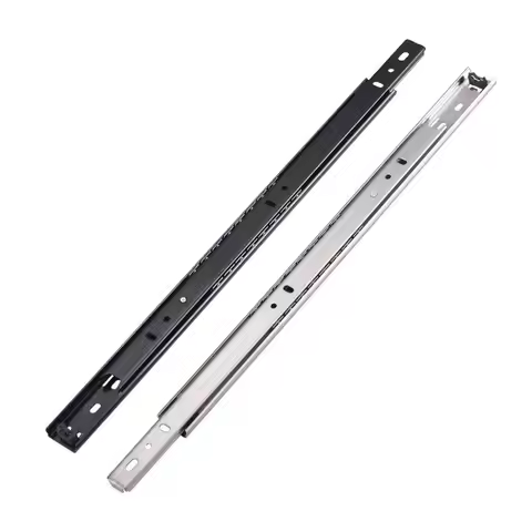 2PCS Smooth Glide Bearing Drawer Slides 10mm Wide Two Way Slide Drawer Rail Full Extension 14"-16" D