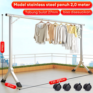 240CM Jemuran Baju Stainless Steel Single Jemuran Baju Lipat Stainless Steel Portable Jemuran Hanger