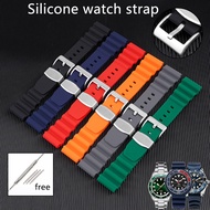 20mm 22mm Soft Silicone Rubber Watch Strap for Seiko SKX007 009 Watchband for Rolex DATEJUST SUBMARINER Water Ghost Men Waterproof Diving Wrist Band Bracelet Accessories