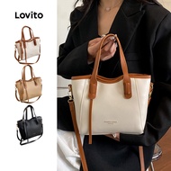 Lovito Casual Plain French Design Handbags Bucket Large Capacity Small shoulder bag for Women LFA760