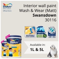 Dulux Interior Wall Paint - Swansdown (30116) (Washable / KidProof / Anti-Viral) (Wash &amp; Wear Matt) - 1L / 5L