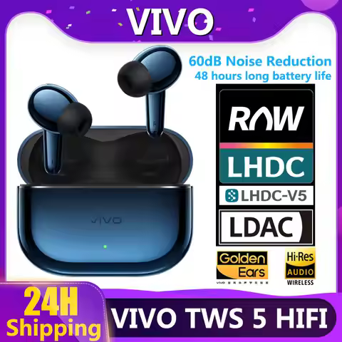 Official Vivo TWS 5 Hi-Fi Wireless Bluetooth Earphone LHDC 5.0 LDAC HiFi 60dB Active Noise Canceling