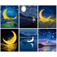 RUOPOTY 60x75cm/50x65cm/40x50cm Frame Drawing By Numbers Moon Canvas DIY Frame Unique Gift Wall Art 