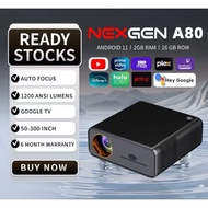 NexGen A80  Projector Android 11 with Dual WIFi Band Auto Focus and Keystone Local