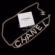 全新🌸Chanel 字母鑲鑽腰鏈 金色