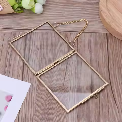 Antique bronze gift hanging picture picture glass metal picture frame vintage holder hanging picture