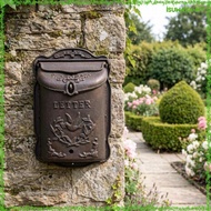 STARTIST Vintage Cast Iron Mailbox European Vintage Mailbox Rustic Finish Ornate Iron