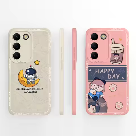 Cases For Vivo V40SE V30SE V30Lite Cute Astronaut Milk Tea Girl Antifouling Protective Drop-Resistan